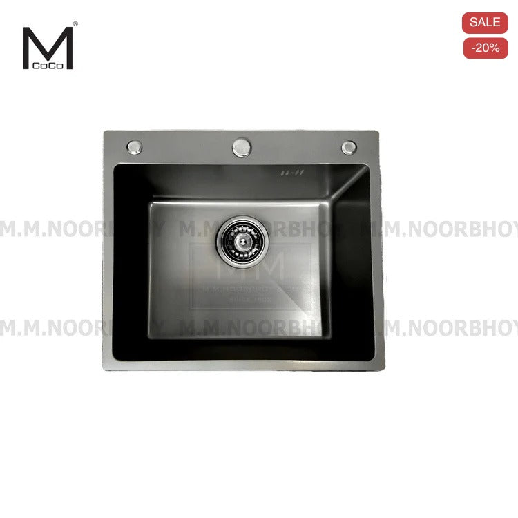 Mcoco Single Bowl SS304 Sink with Drainer - Grey & Nano Grey - 540x490x190mm - Each - MCO/SINK/5449
