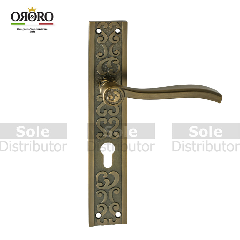 Oro & Oro Main Door Lock Plate Design 10.5 Inches Matt Antique Brass Finish - ORO04718PMAB
