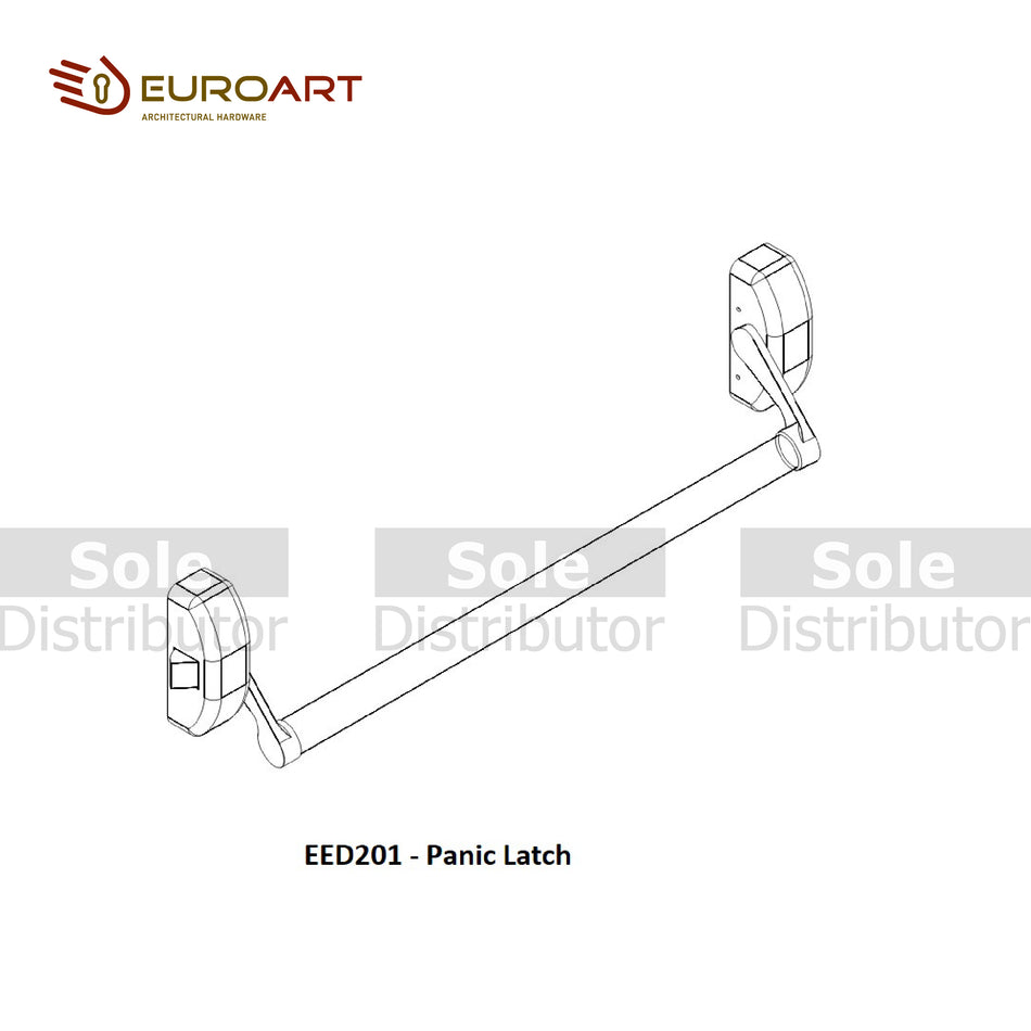 EuroArt Horizontal Push Bar Panic Latch 960mm Bar SSS / Stain Brass PVD Finish - EED201