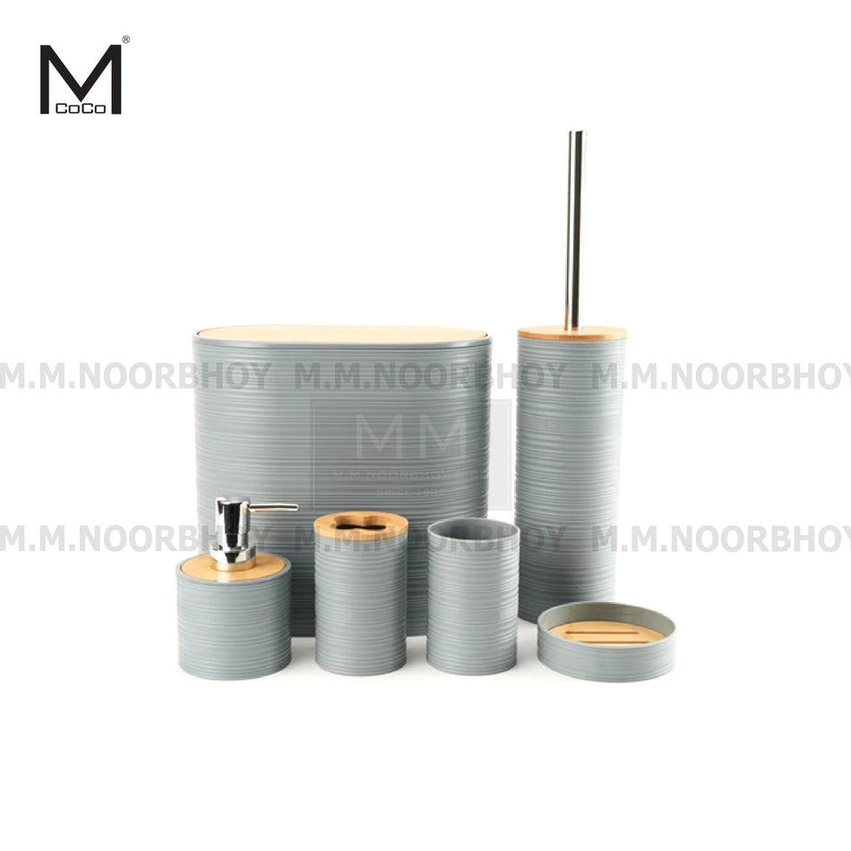 Mcoco Six Pieces Bathroom Accessories Set Light Blue, Grey and Beige Color - MCO/BA6