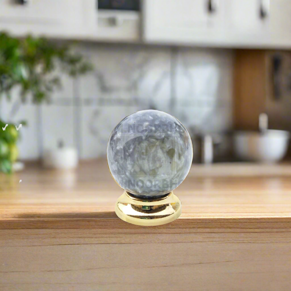 Estamp Marble Grey Knob with Gold Ring Cap Cabinet Knob Each - 5502.141