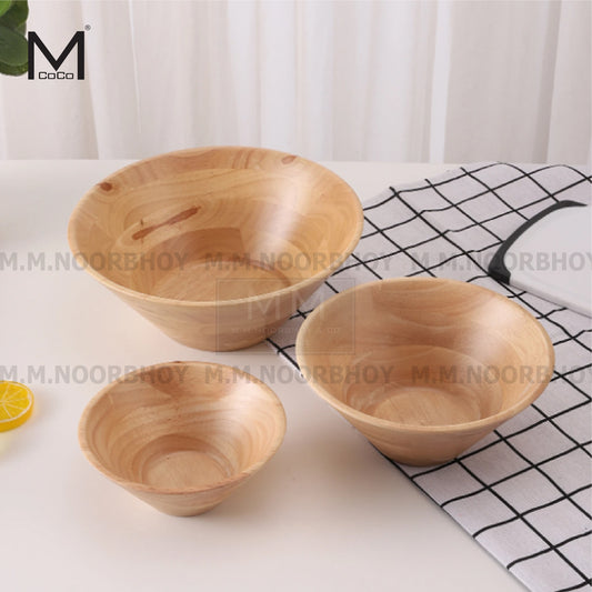 Mcoco Small, Medium and Large Wooden Multipurpose V Shape Bowl Each - YI-BA-MBO