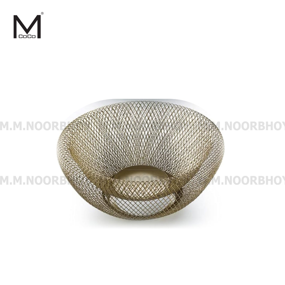 Mcoco Mesh Steel Multipurpose Round Storage Basket, Black and Gold Color Each - YI-8813