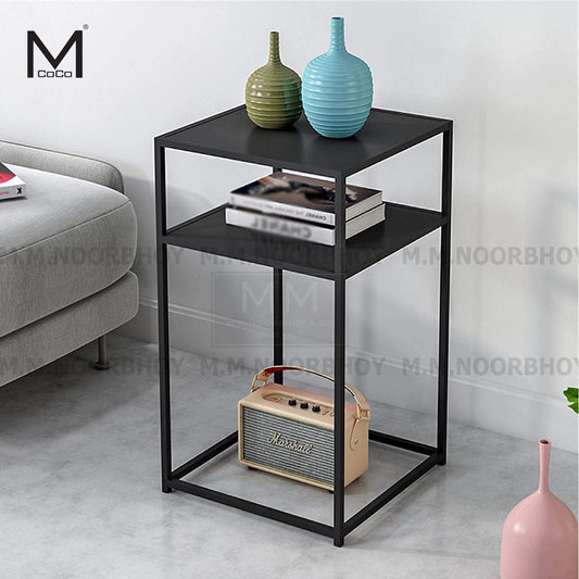Mcoco Steel Multipurpose Side Table Black Color (34X34.5X58CM) - YI-DS002