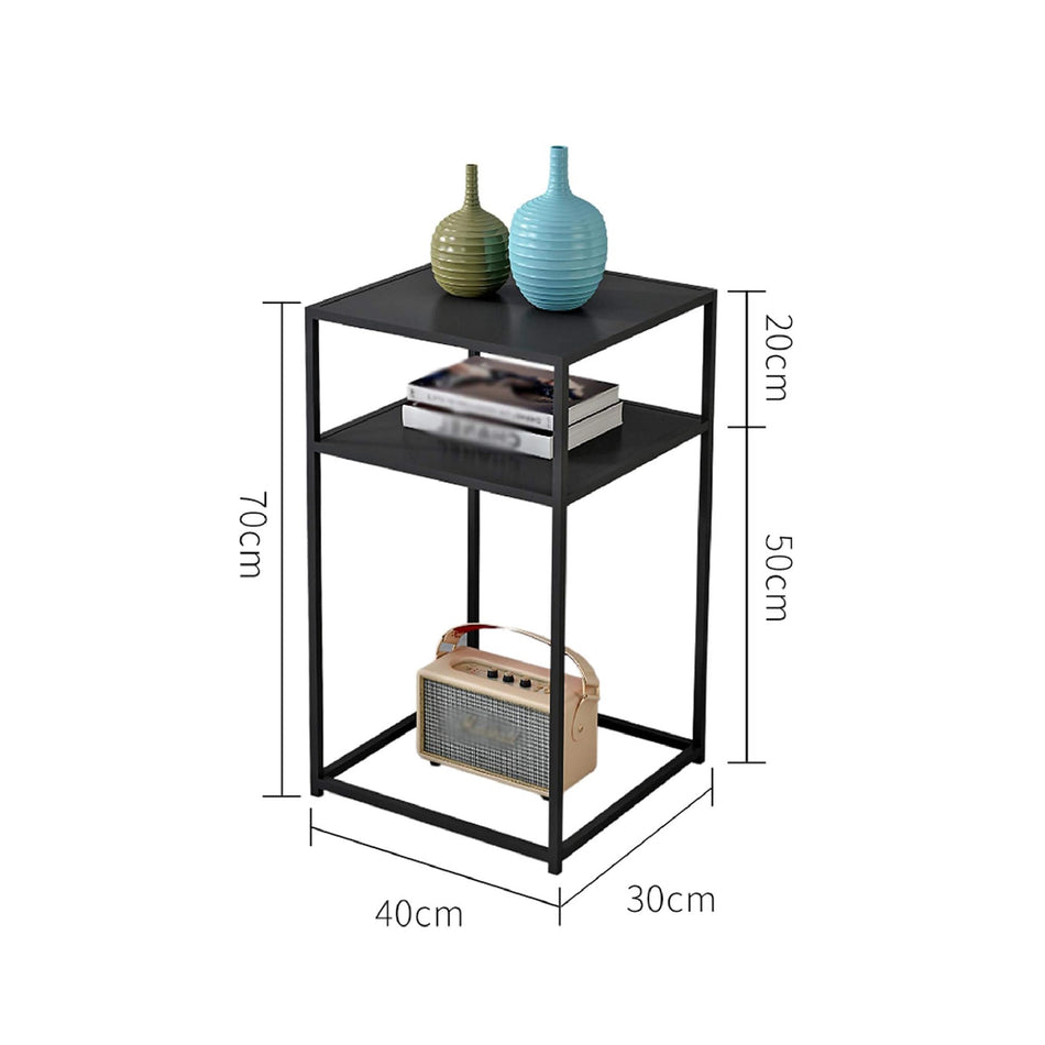 Mcoco Steel Multipurpose Side Table Black Color (34X34.5X58CM) - YI-DS002