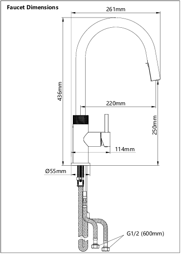 Mcoco Top Fix Kitchen Faucet SS304 Each - MCO/FAU/CH/RB011