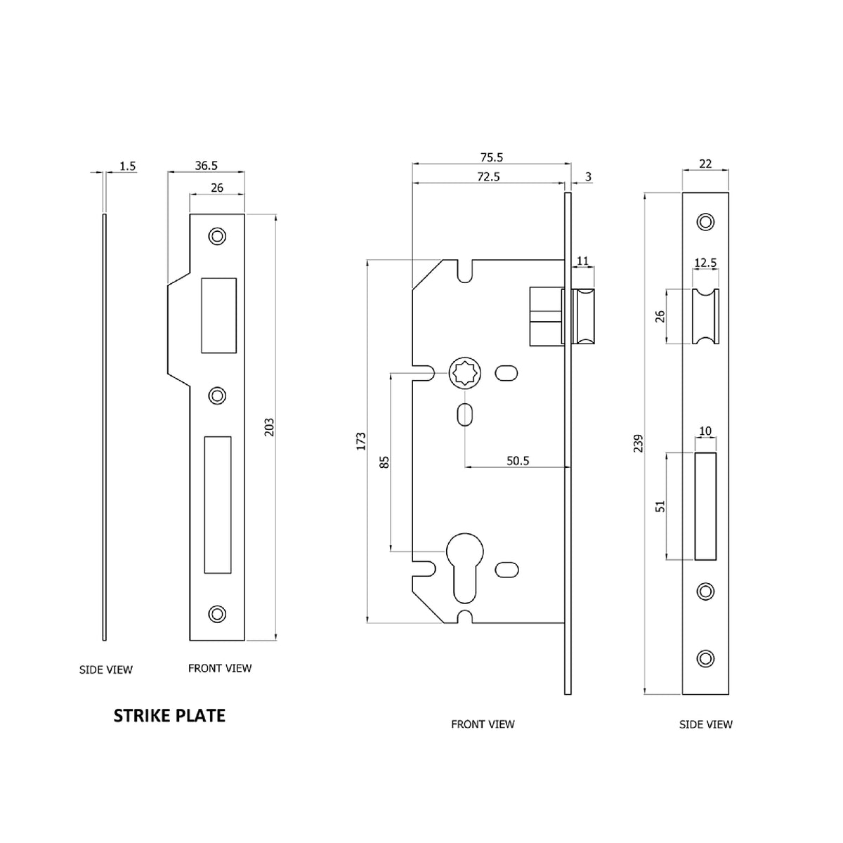 Lock Body Size Kich Mortice Lock Body, Size 45x85mm, Satin Finish - KMLB92S – M. M ...