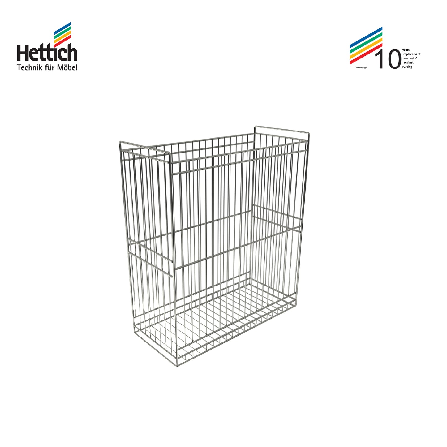 Hettich Cargo Laundry Basket, Size 500x580x220mm, Chrome Plated Stainless Steel - HT924101200