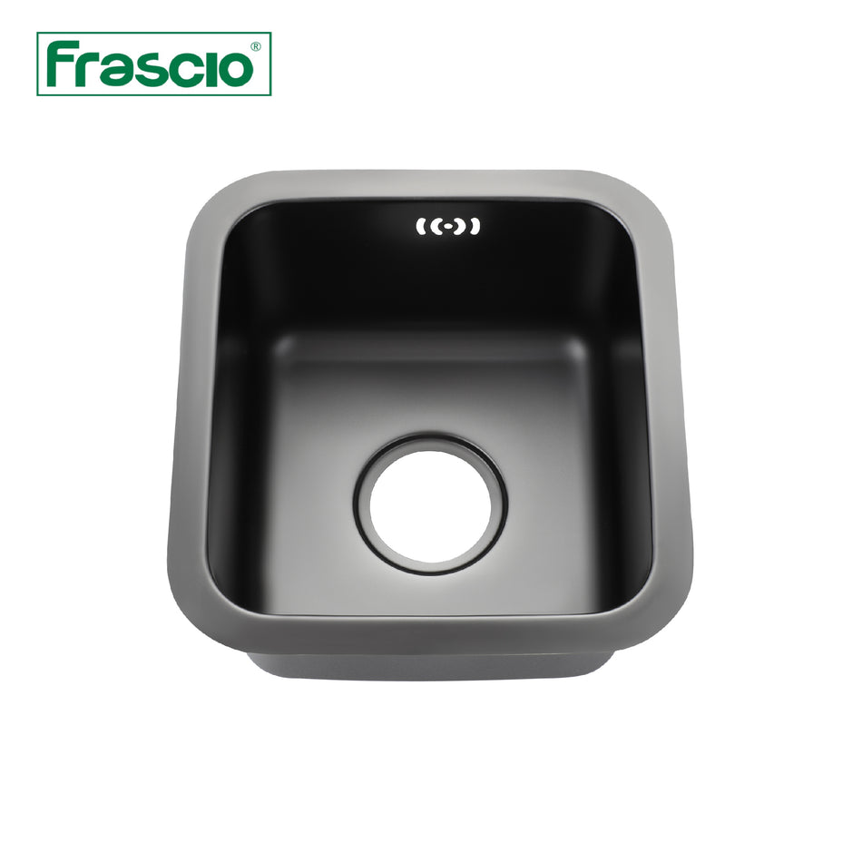 Frascio Single Bowl Kitchen Sink Top Mount Dimension 440x390x210mm Black Coated Finish - FRA4054439BK