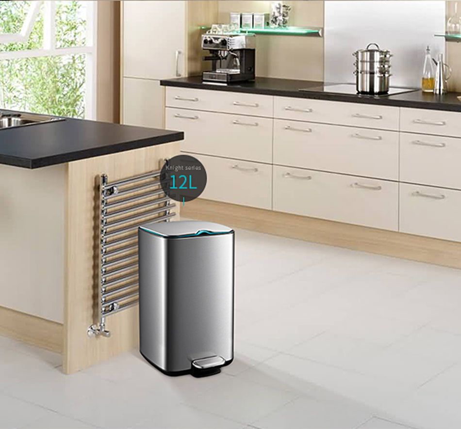 Upella Waste Bin Square Dimension 43x24x24cm Stainless Steel & Black Colour - WBU16-ZF-12L