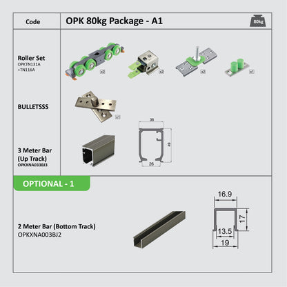 Opk Sliding Door System - 80Kg පැකේජය A1