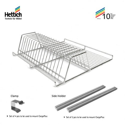 Hettich CargoPlus Thali Inlet, Width 450 & 600mm, Stainless Steel Chrome Plated - HT92166