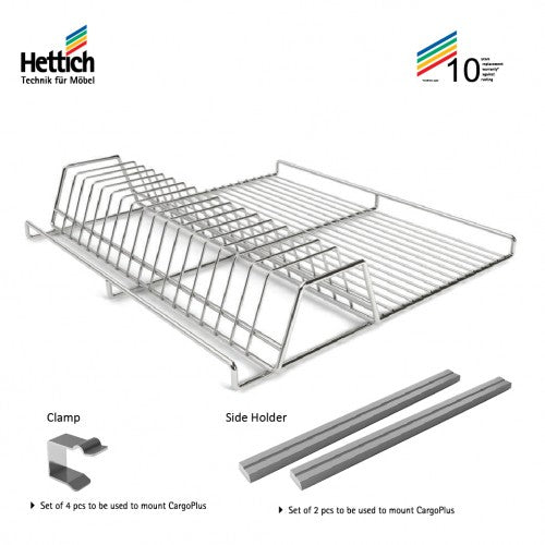 Hettich CargoPlus Saucer Inlet, Width 450 & 600mm, Stainless Steel Chr ...