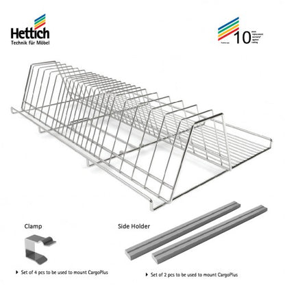 Hettich CargoPlus Thali / Plate Inlet, Width 900mm, Stainless Steel Chrome Plated - HT921662000