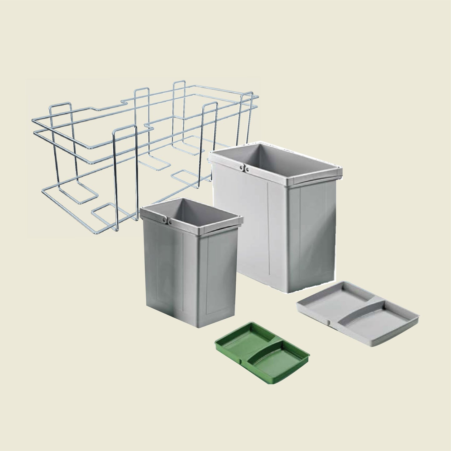 Hettich Cargo Pull- Out Waste Bin Holder With Bin & Lid, Size 536x225x205mm, Chrome Plated - HT926998500