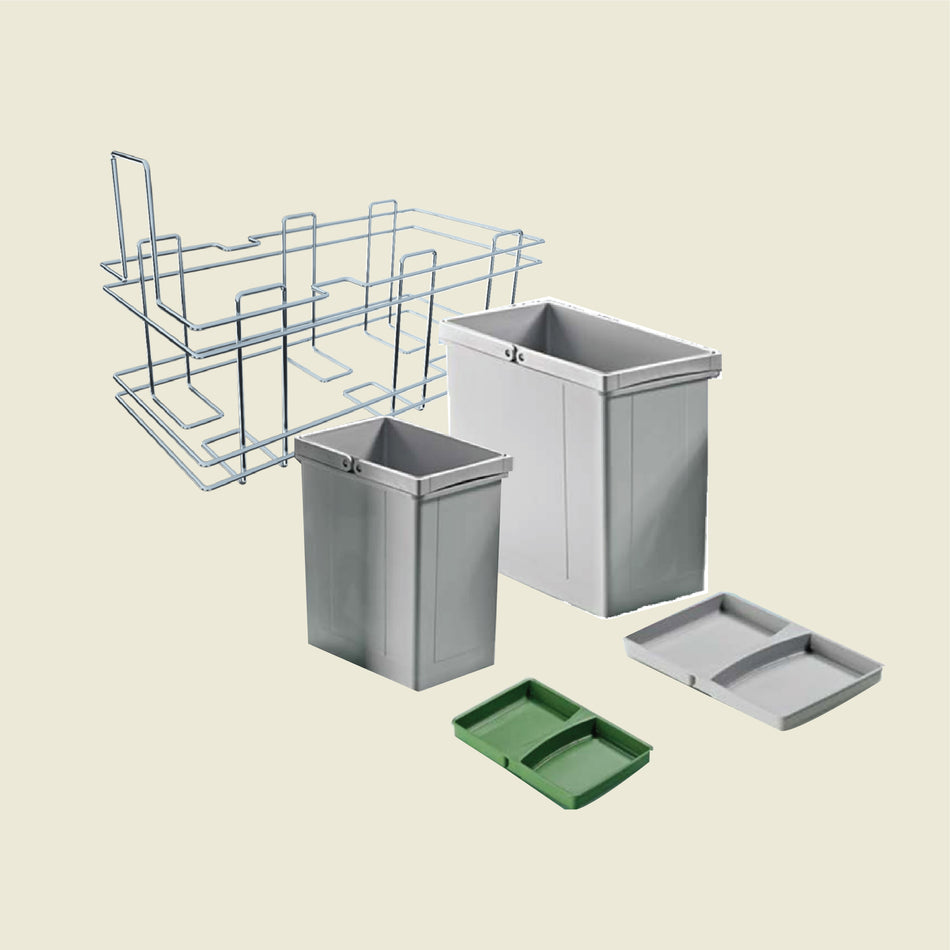 Hettich Cargo Pull- Out Waste Bin Holder With Bin & Lid. Size 234x495x315mm, Chrome Plated - HT926998600