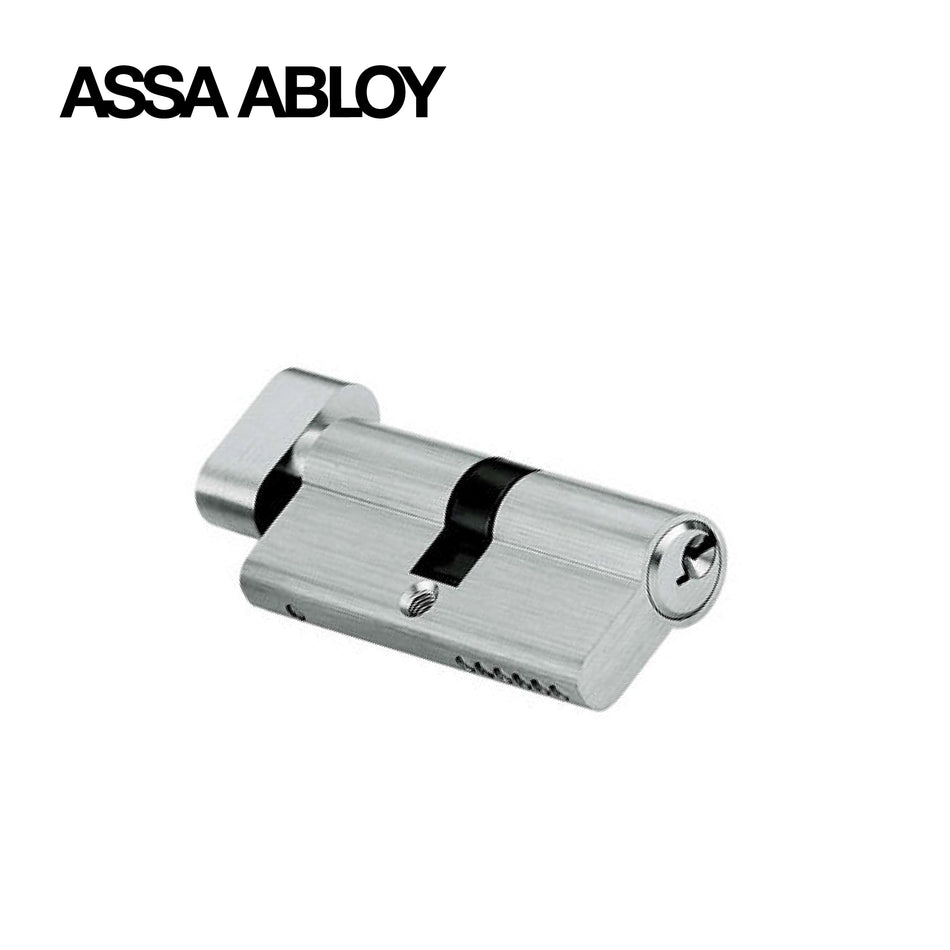 ASSA ABLOY Thumb Trun & Key Cylinder, Size 60mm & 70mm , Satin Nickel Finish - AACT3