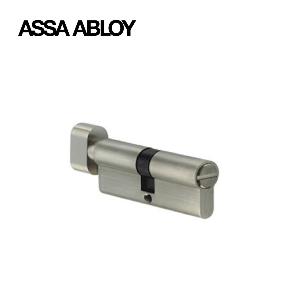 ASSA ABLOY Euro Profile Privacy Bathroom Cylinder, Turn & No Key , Size 70mm , Satin Nickel Finish - AABT/35/35