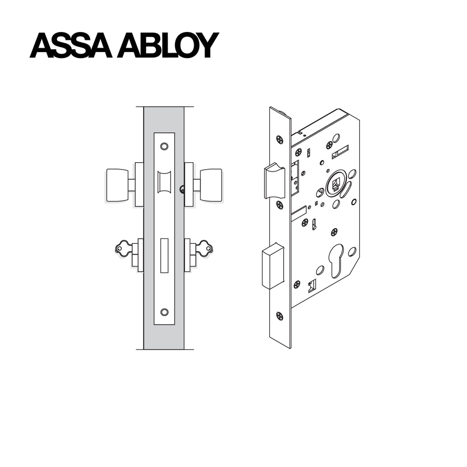 ASSA ABLOY Mortise Sash Lock Body, Size Back Set 60mm With Strike Plate,Satin Stainless Steel Finish - AA5203CS-60BS-SS316