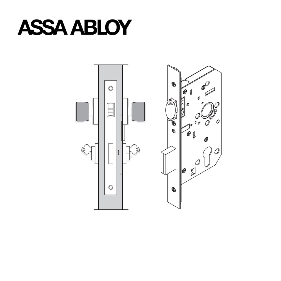 ASSA ABLOY Euro Mortice Roller Catch Lock Body, Backset Size 60mm With Strike Plate & Box, Satin Stainless Steel 316 Finish - AA52PRBCS-60BS-SS316