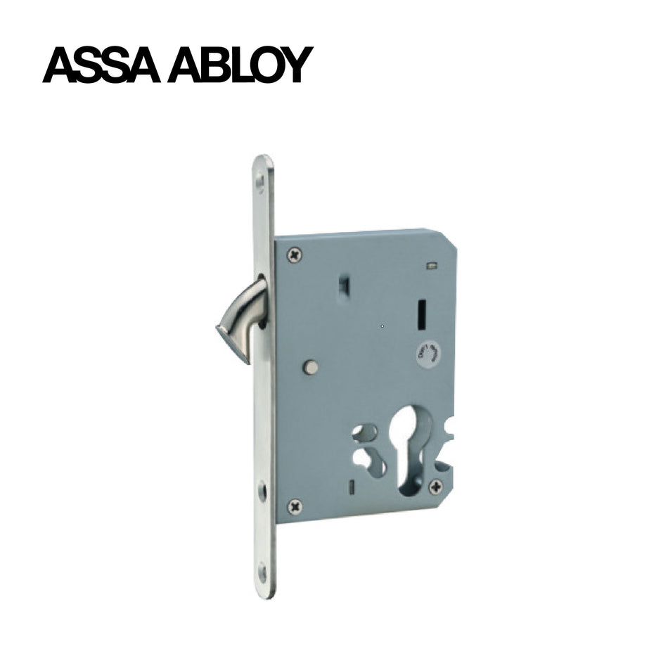 ASSA ABLOY Euro Mortise Hook Lock Body For Sliding Door,Dimensions 167mm x 21mm  x 66mm Finish: Satin Stainless Steel - AASLD-02