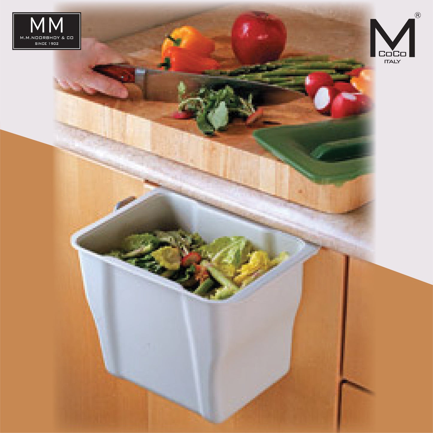 Mcoco Kitchen Counter Bin Dimension 6.5x9.8x7.3 Inches 5 Liter Green & Gray Colour - WBTOP5L