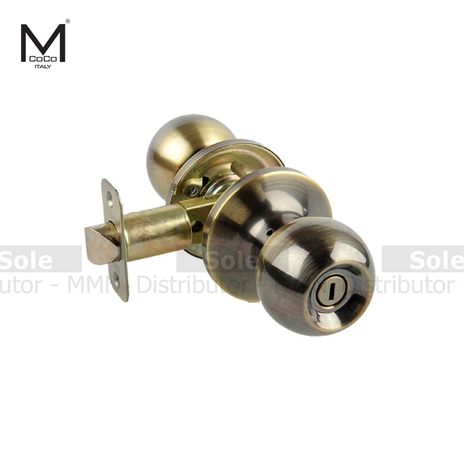 Mcoco Bathroom Ball Lock 1 Inche Door Thickness Antique Brass & Stainless Steel Finish - MCOWC