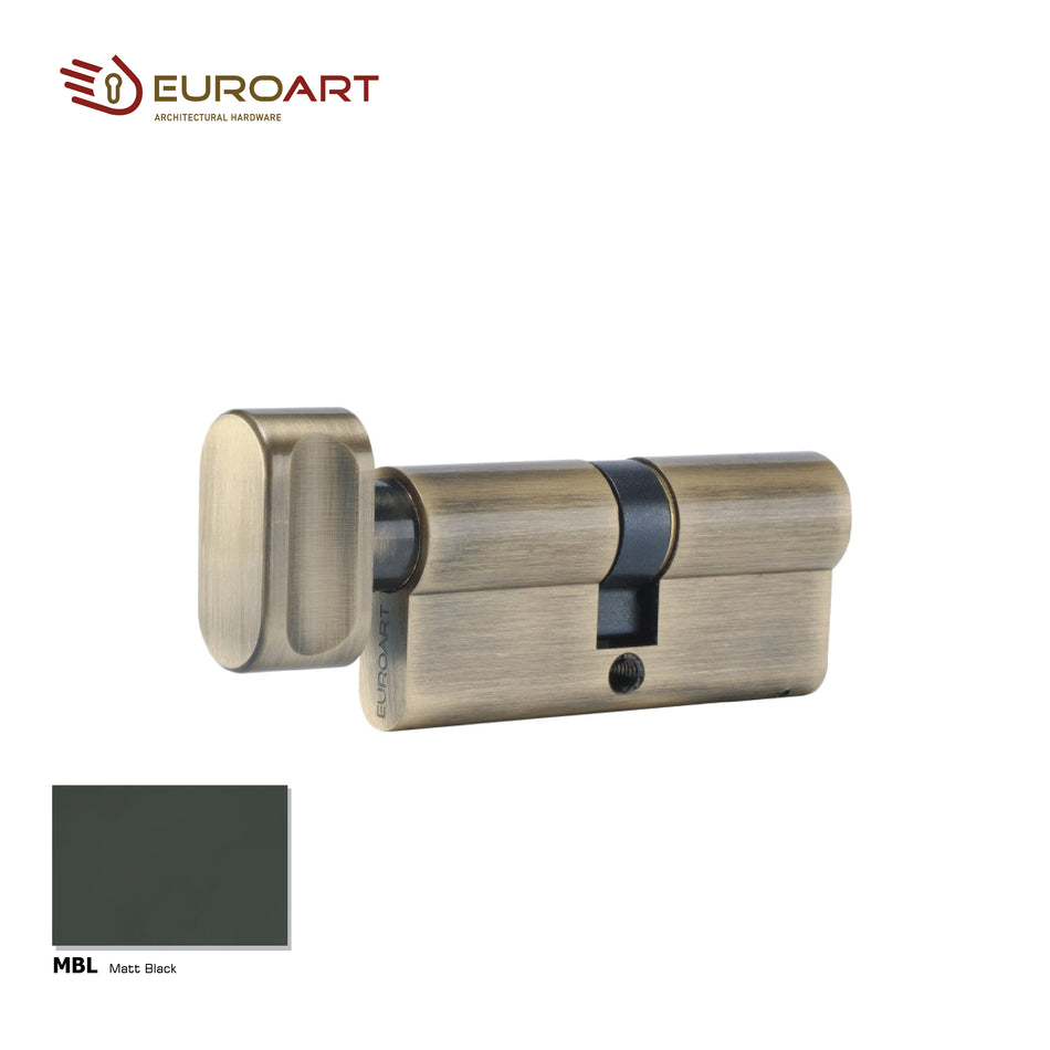 EuroArt Turn & Key Cylinder, Size 70mm , AB, MBL, PB & SN Finish- CYD370
