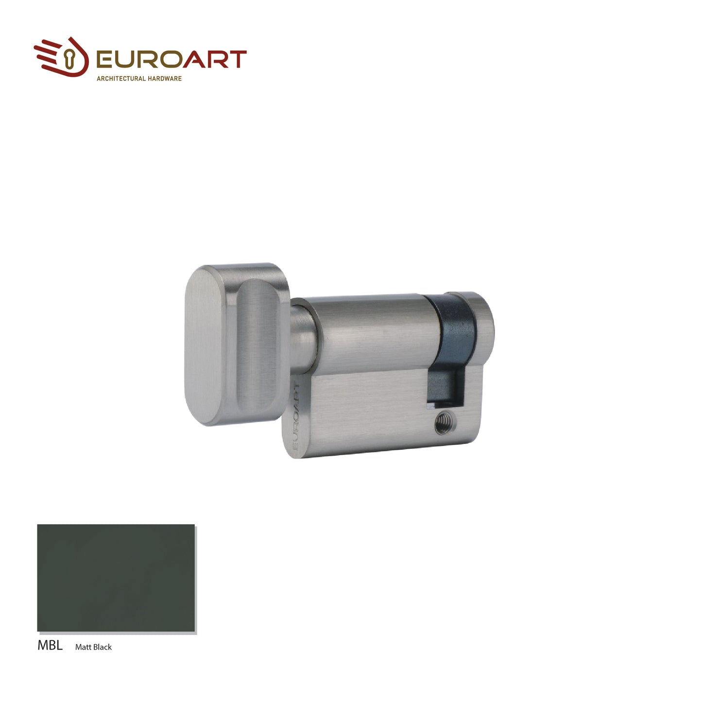 EuroArt Single Thumb Turn Cylinder, Size 45mm, SN,MAB & MBL Finish - CYD545