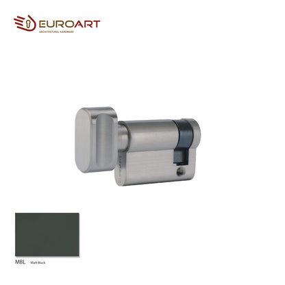 EuroArt Single Thumb Turn Cylinder, Size 45mm, SN,MAB & MBL Finish - CYD545