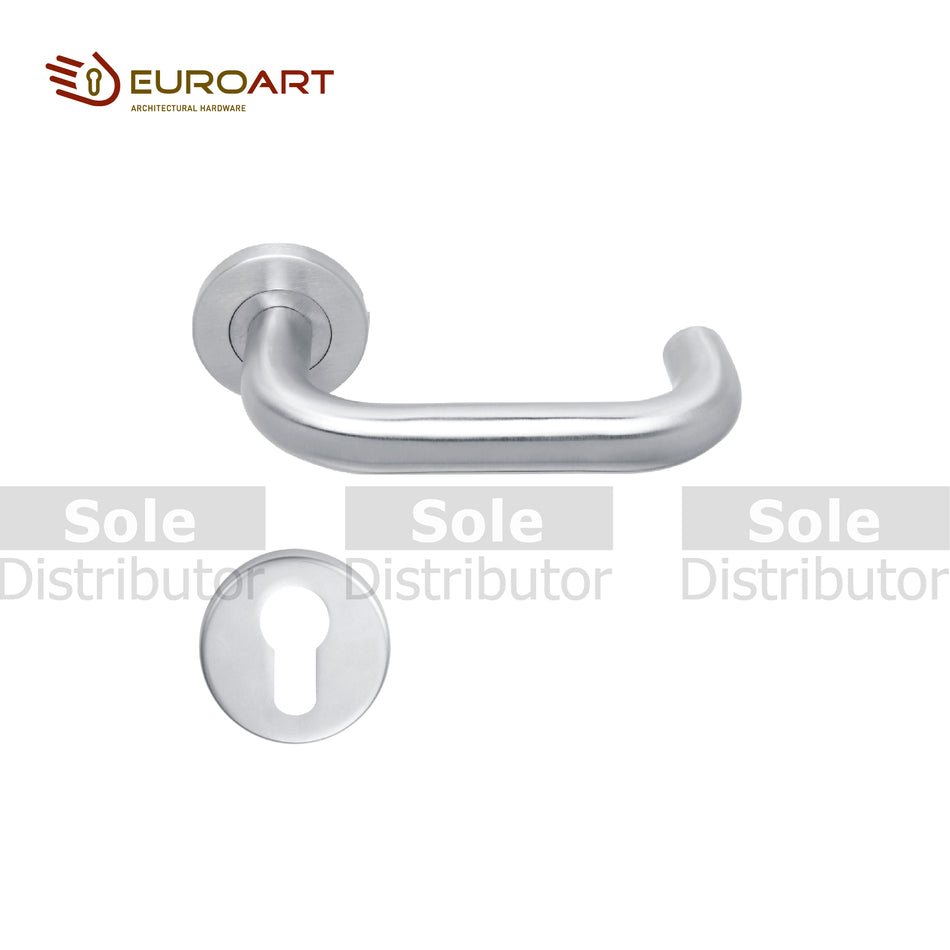 EuroArt Lever Handle Solid Dimension 52x65x140mm Satin Stainless Steel - LRS201+EES001SS