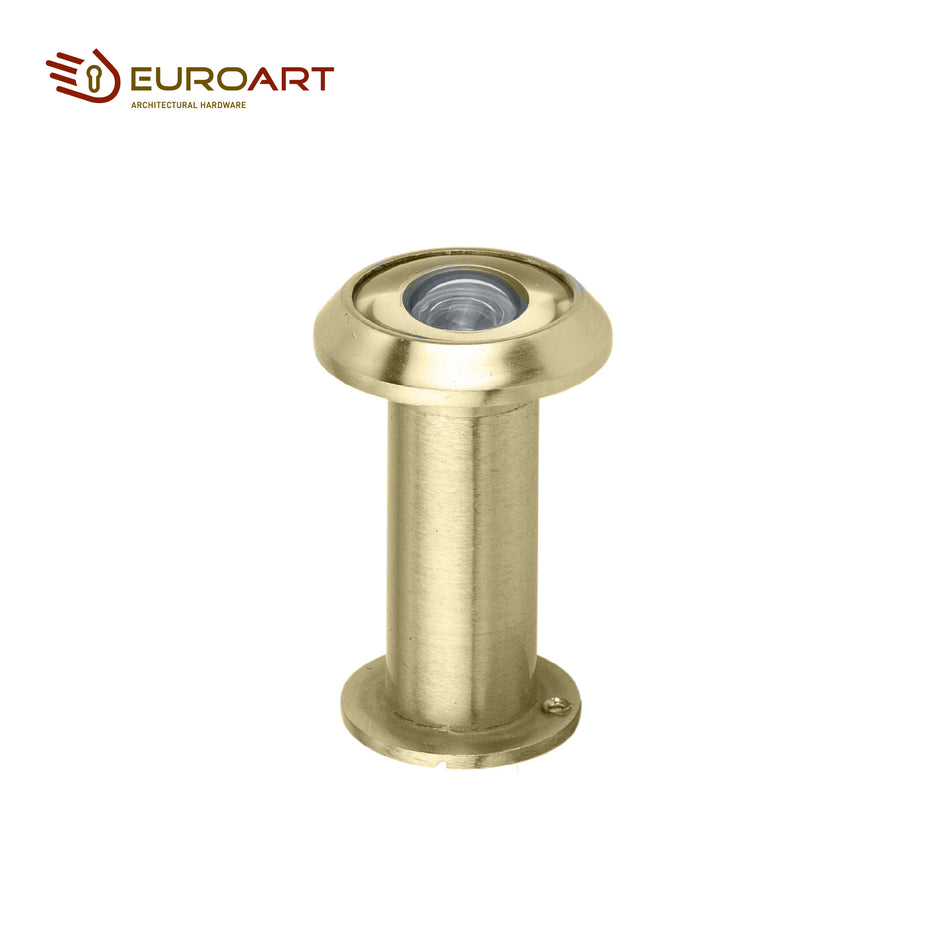 EuroArt Door Viewer with Glass Lens and Optional Cover, 180° Viewing Angle (Door Thickness 35-60mm) Brass - DV101