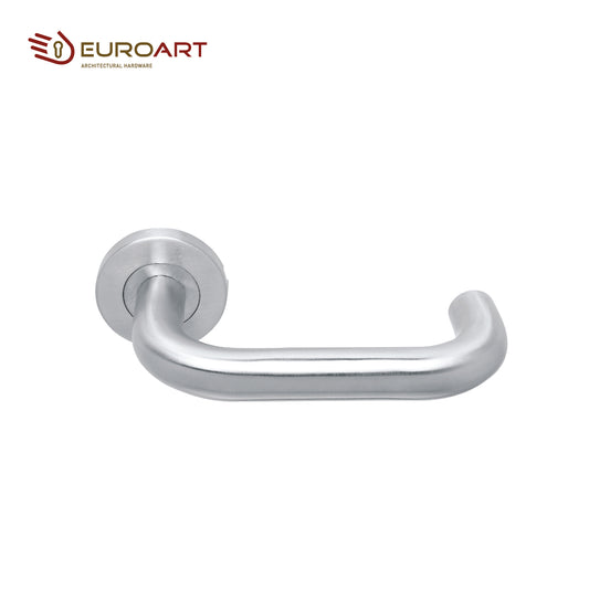 EuroArt Tubular Lever Handle On Rose , 22mm With Escutcheons ,Stain Stainless Steel 304 Finish (Pair)- LRS101+EES001SS