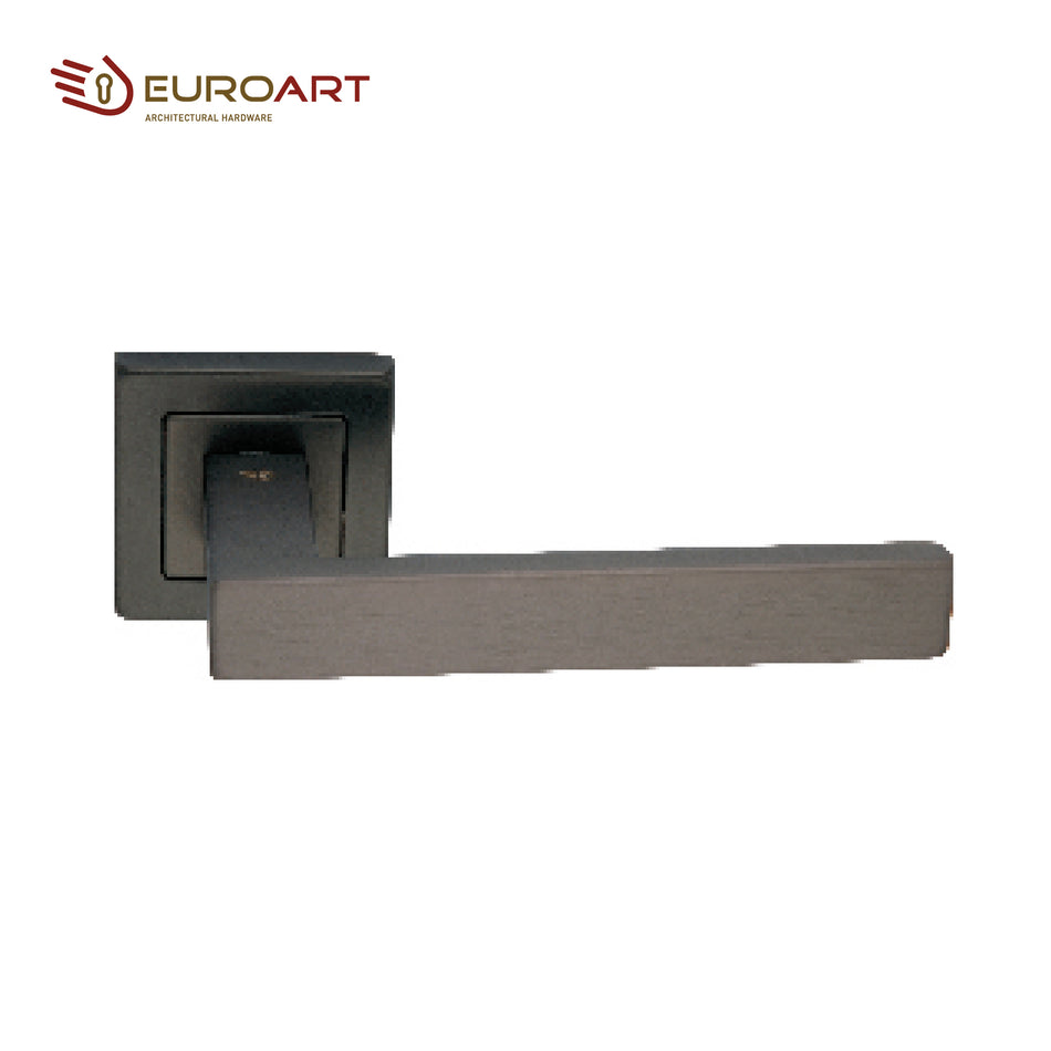EuroArt Lever Lock On Square Rose On With Escutcheons , Black PVD Finish - LRS419/BL/PVD