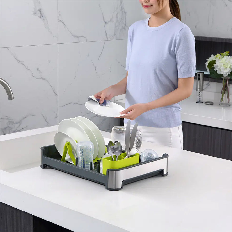 Eko Regal Dish Rack Dimention 43.5x32.5x8.1cm Dark Grey & Apple Green Colour - EK9272GR