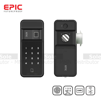 Epic Hook Digital Vertical Rim Lock For Sliding Door With 3 & 4 Way Open Option Black Colour - ES-500H / EPIC ES-F500H