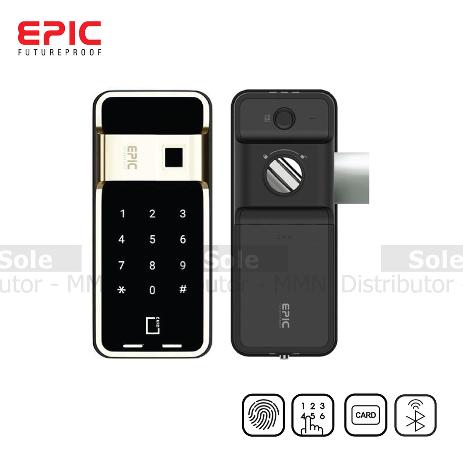 Epic Digital Vertical Rim Lock With 4 Way Option Black & Gold Colour - ES-F500D