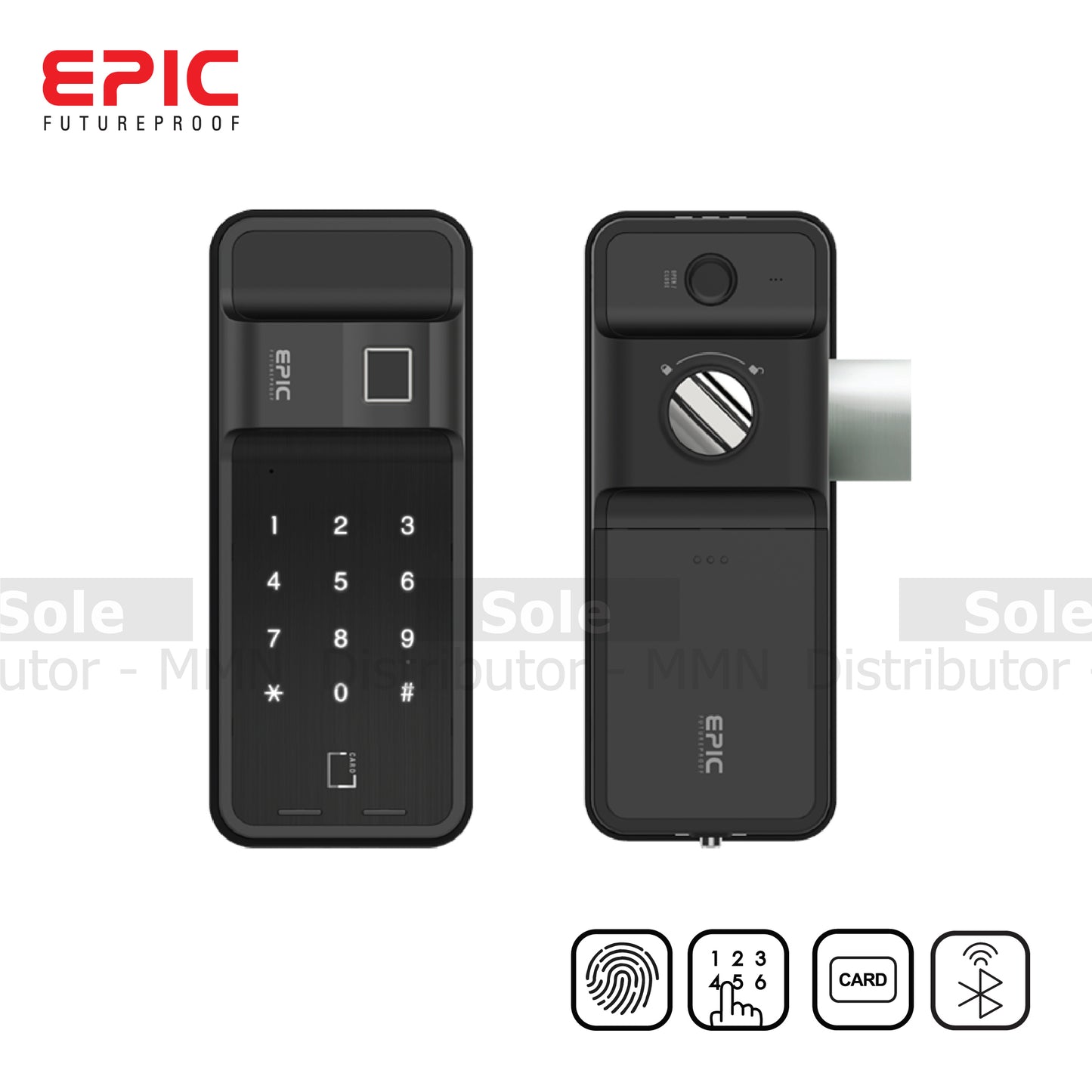 Epic Digital Vertical Rim Lock With 4 Way Option Black & Gold Colour ...