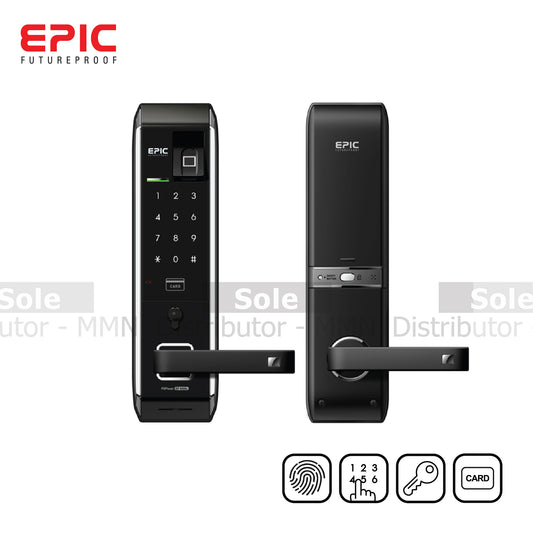 Epic Main Door Digital Mortise Lever Lock Open With 4 Way Option Black Colour Finish - EF-8000L