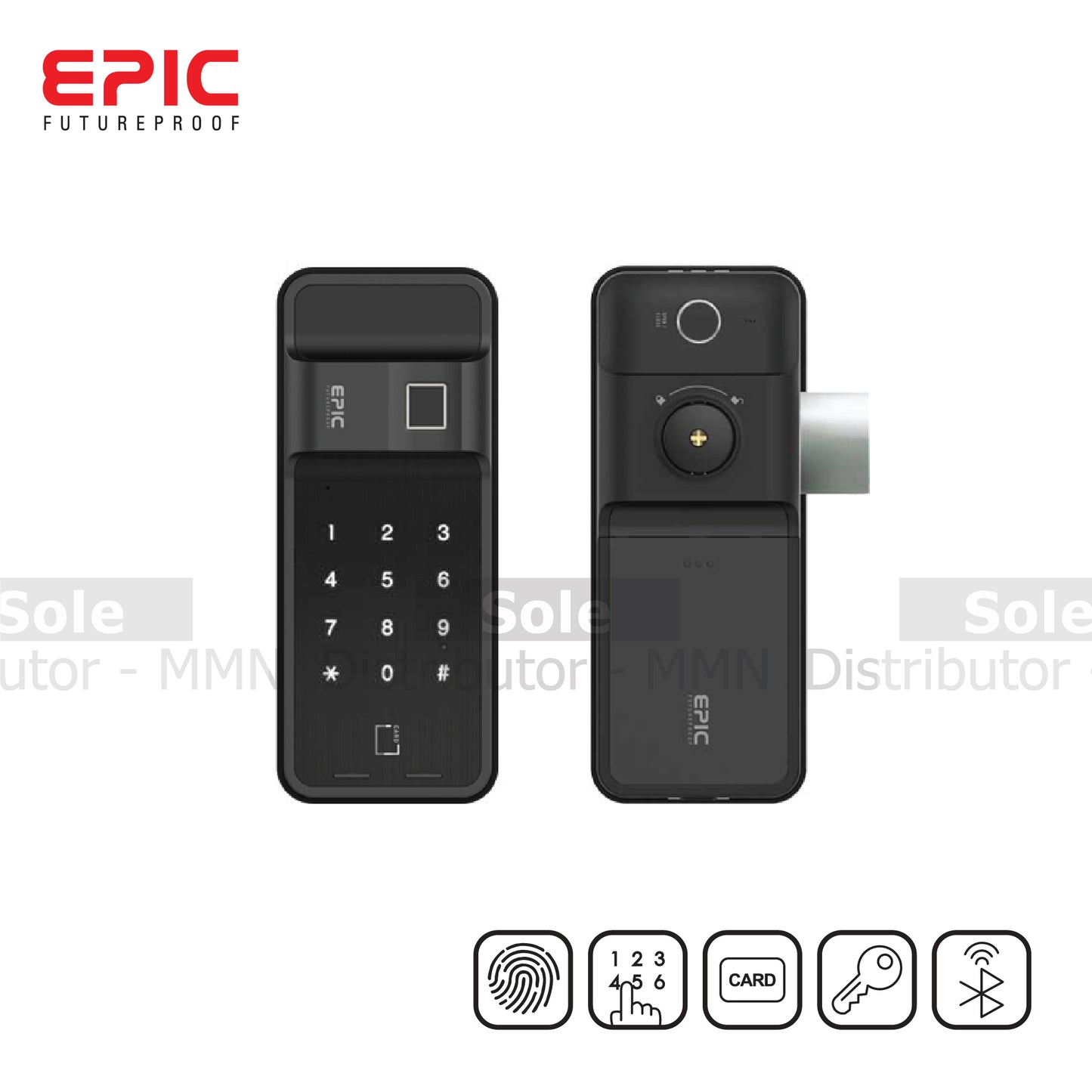 Epic Digital Verticle Rim Lock For Gate With 5 Way Open Option Black Colour - ES-FF730G