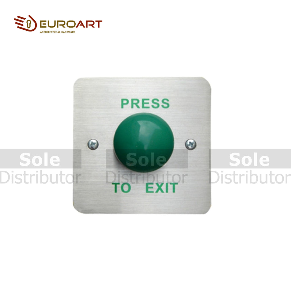 EuroArt Push Button, Green Mushroom Button, Press to Exit, Engraved - PB03/SSS