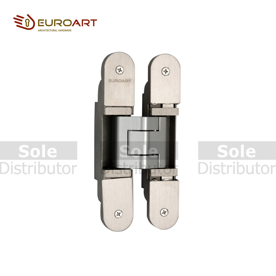 EuroArt 3D Adjustable Concealed Hinge , Size 32 x 200mm ,SSS,BL/PVD, MBL & SB Finish - 3D200