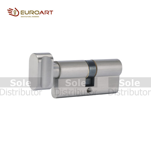 Euroart Euro Bathroom Cylinder and Turn, Size 65mm , Satin Nickel Finish- CYC465SN
