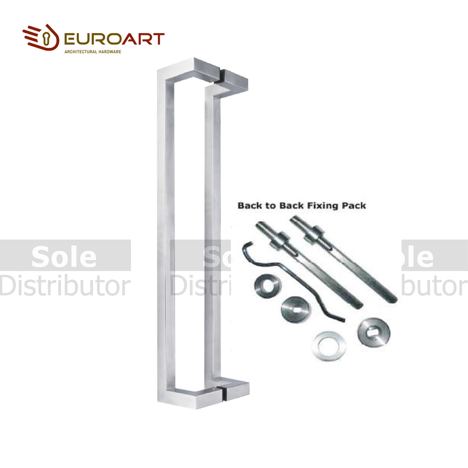 EuroArt Elegate Square Type Pull Handle , Size 450mm & 600mm , Satin Stainless Steel Finish(Pair) - PHS16
