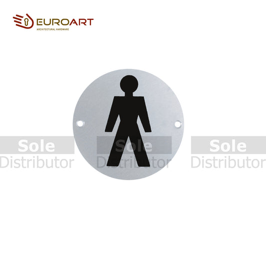 EuroArt Male Circular Sign Diameter 76mm Satin Stainless Steel - SIGN202/SSS