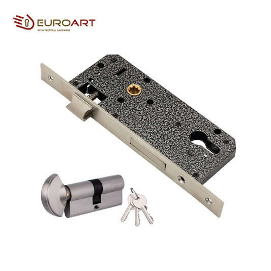 EuroArt Mortise Lock Body With 65mm Bathroom Cylinder -  E485TE/SSS
