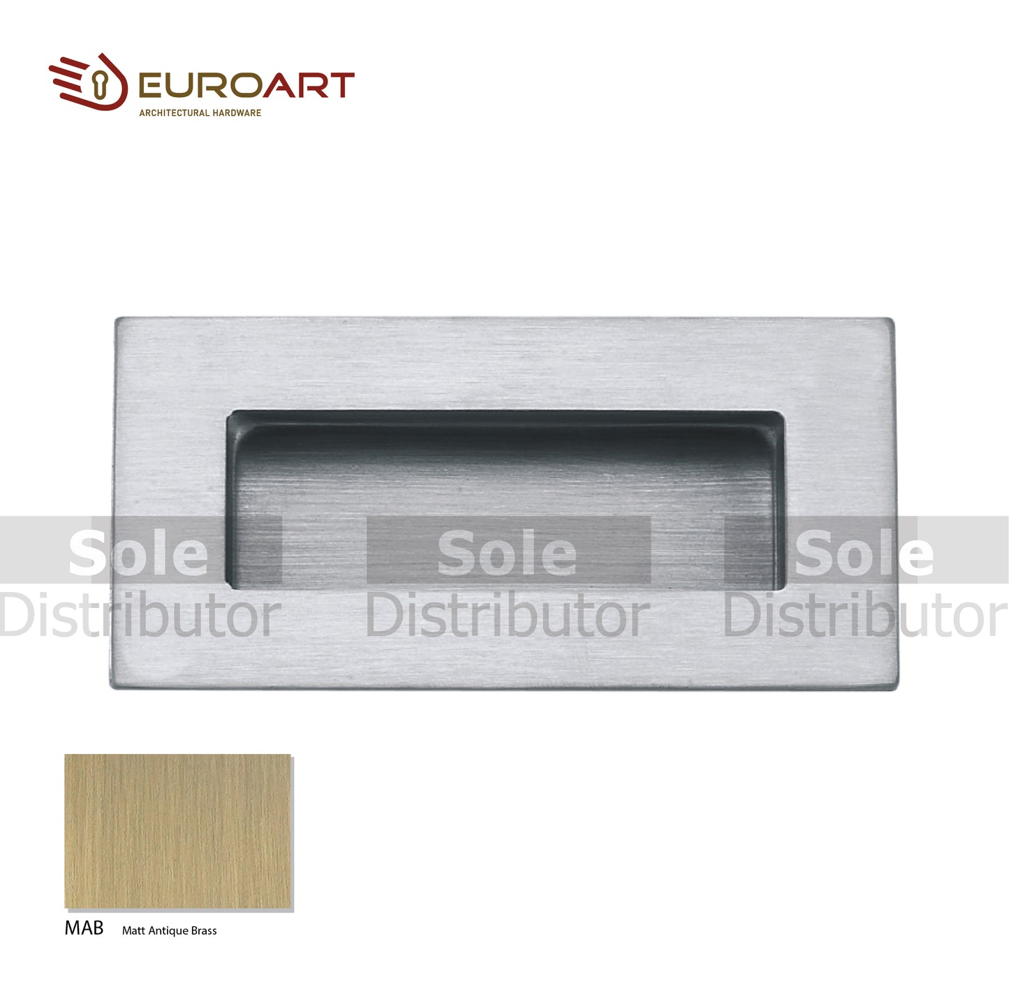 EuroArt Square Flush Pull Handle , 150mmx51mm ,BL/PVD ,MAB & SSS Finish - FPS205