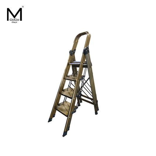 Mcoco Single Side Ladder 4 Steps, 5 Steps & 6 Steps Aluminium Champagne Finish - GB.JR