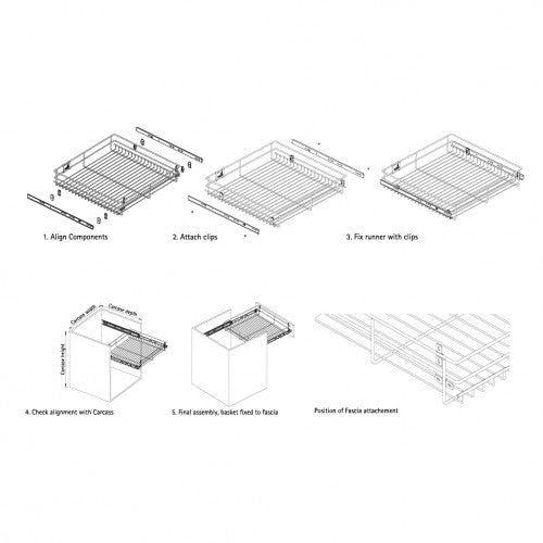 Hettich Cargotech M Thali / Jar Wire Basket (Plate Rack), Size 386x500