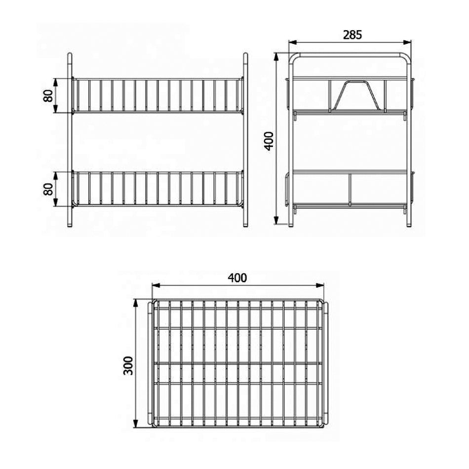 VRH 2 Shelf Stand Dish Rack, Size H400xL300xW400mm, Stainless Steel- HW106.W106